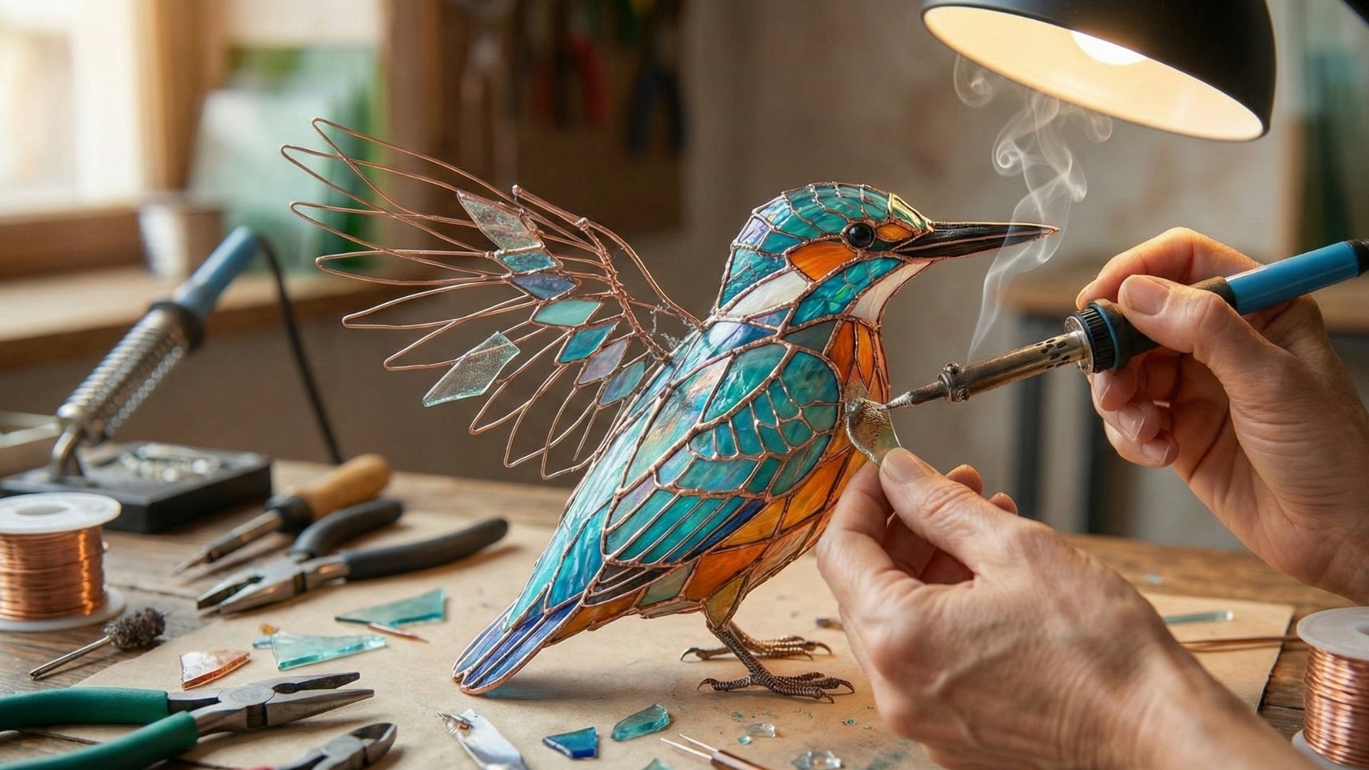 Handmade glass kingfisher